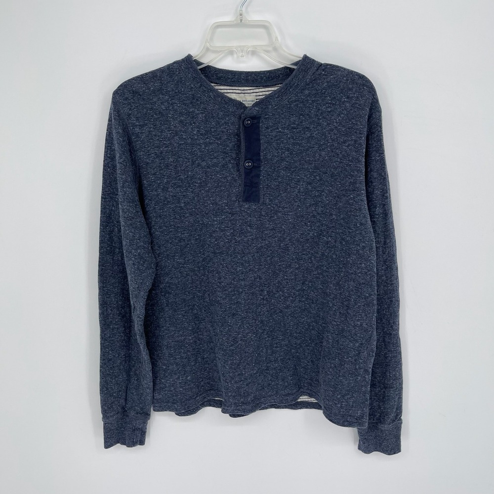 J. Crew Knit Goods Men's Blue Heathered Long Sleeve‎ Henley Shirt Size M